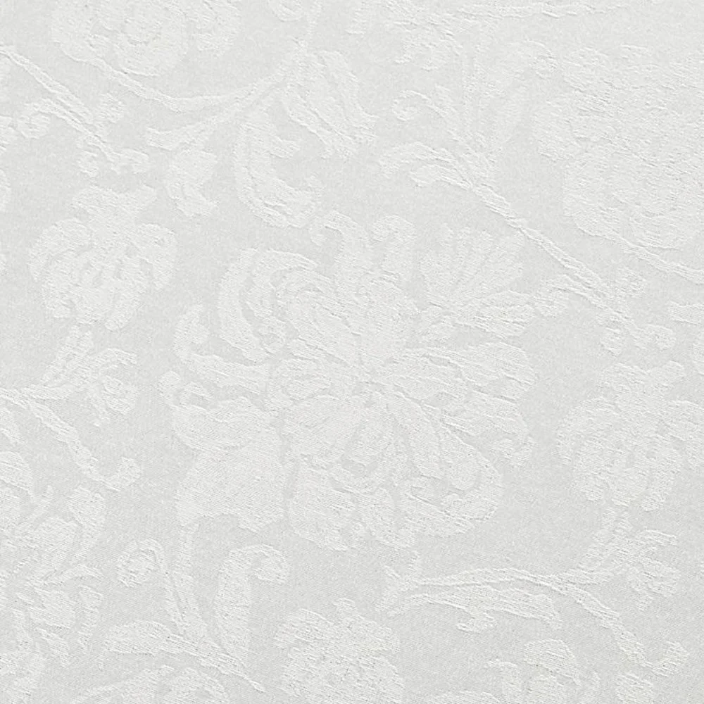 new WHITE Holiday Medley Damask Fabric 90 inch Round Tablecloth (Seats 6 to 8)